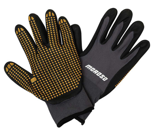 Moroso 99010 Shop Gloves, Mechanic, Elastic Closure, Rubber, Black, One Size Fits All, Pair