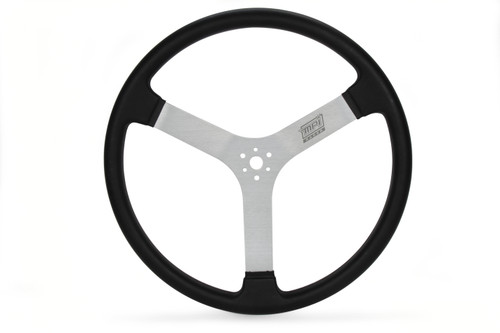 Mpi Usa MPI-DMR-17 Steering Wheel, Racer, 17 in Diameter, 1.960 in Dish, 3-Spoke, Black Foam Grip, Aluminum, Brushed, Each