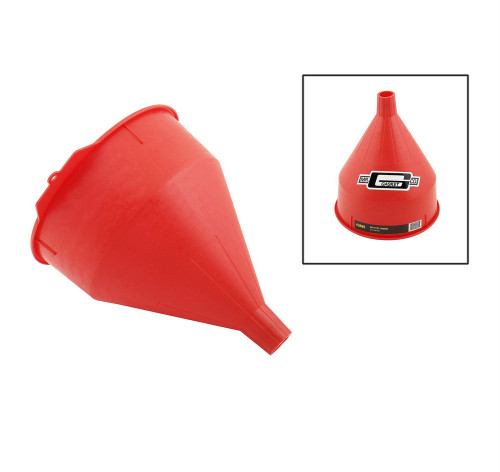 Mr. Gasket 3695 Funnel, Round, 8-3/4 in OD x 10-3/8 in Long, Screen, Plastic, Red, Each