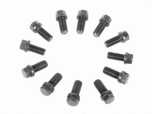 Mr. Gasket 915 Header Bolt, 3/8-16 in Thread, 0.750 in Long, Hex Head, Steel, Black Oxide, AMC V8 / GM V8 / Mopar B / RB-Series, Set of 12