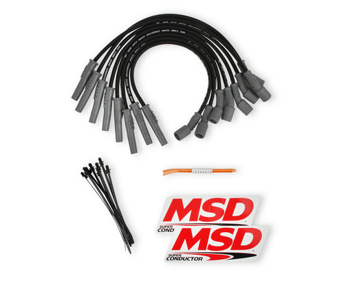 Msd Ignition 31633 Spark Plug Wire Set, Super Conductor, Spiral Core, 8.5 mm, Black, Straight Plug Boots, Factory Style Boots / Terminals, 6.2 L, Ford Fullsize Truck 2010-15, Kit