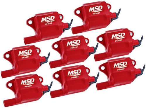 Msd Ignition 82878 Ignition Coil Pack, Pro Power, Multiple Spark, 0.480 ohm, Female Socket, 40000V, Red, LS2 / LS7, GM LS-Series, Set of 8