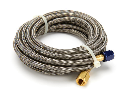 Nitrous Oxide Systems 15295NOS Nitrous Hose, 14 ft Long, 4 AN Hose, 4 AN Straight to 4 AN Straight Female, Braided Stainless, PTFE, Blue / Brass Fittings, Each