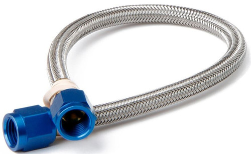Nitrous Oxide Systems 15400NOS Nitrous Hose, 12 in Long, 6 AN Hose, 6 AN Straight to 6 AN Straight Female, Braided Stainless, PTFE, Blue Fittings, Each