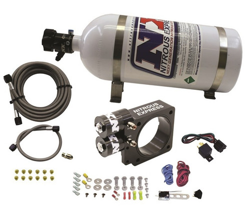 Nitrous Express 20955-10 Nitrous Oxide System, EFI 75 mm Plate, Wet, Single Stage, 35-250 HP, 10 lb Bottle, White, Small Block Ford, Kit