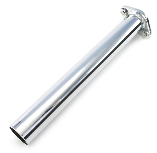 Patriot Exhaust H1620 Exhaust Tip, Dump Tube, Clamp-On, 2 in Inlet, 2 in Round Outlet, 16 in Long, Single Wall, Cut Edge, Straight Edge, Caps Included, Steel, Chrome, Each