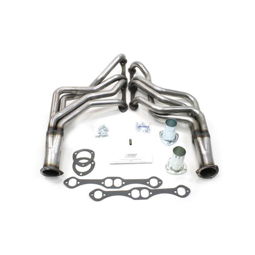 Patriot Exhaust H8096 Headers, 1-5/8 in Primary, 3 in Collector, Steel, Natural, Small Block Chevy, GM G-Body 1978-88, Pair