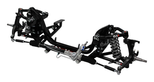 Qa1 52620-S500 Front Suspension Kit, Coil-Over Conversion, Single Adjustable, Narrowed 3.75 in, 3-5 in Drop, 500 lb/in Springs, Crossmembers / Rack and Pinion / Shocks / Spindles, Black Powder Coat, Ford Fullsize Truck 1965-79, Kit