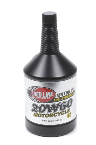 Redline Oil RED12604 Motor Oil, Motorcycle, High Zinc, 20W60, Synthetic, 1 qt Bottle, Motorcycle, Each