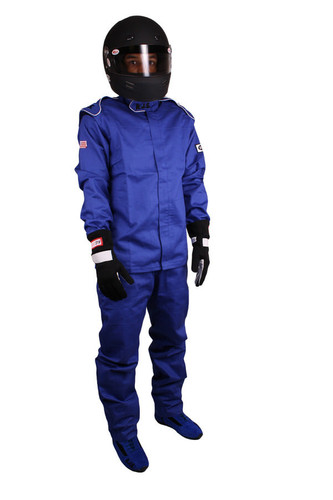 RJS Safety 200410305 Elite Series Driving Pants, SFI 3.2A/1, Single Layer, Fire Retardant Cotton, Blue, Large, Each