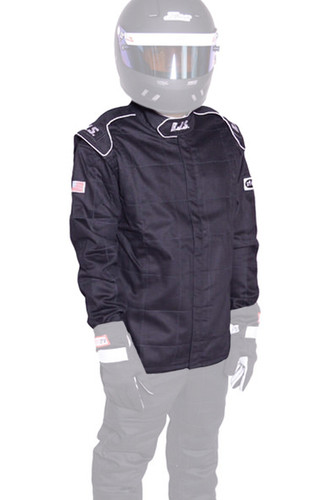 RJS Safety 200430107 Elite Driving Jacket, SFI 3.2A/5, Double Layer, Fire Retardant Cotton, Black, 2X-Large, Each