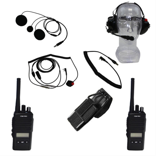 Rjs Safety 600080142 2-Way Radio, Pro Series, 2 Man, 200 Channel, Pouch / Charger / Earphones / Mic / Headset, Plastic, Black Kit