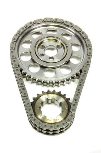 Rollmaster-Romac CS1040-LB10 Timing Chain Set, Red Series, Double Roller, Keyway Adjustable, 0.010 in Shorter, Needle Bearing, Billet Steel, Small Block Chevy, Kit