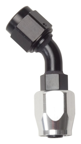 Russell 610095 Fitting, Hose End, Full Flow, 45 Degree, 6 AN Hose to 6 AN Female, Aluminum, Black Anodized, Each