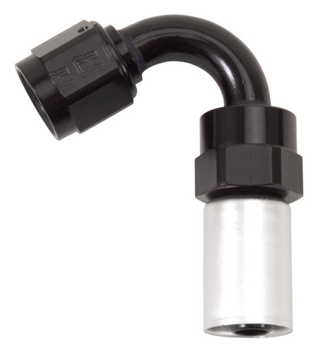 Russell 610673 Fitting, Hose End, Crimp-On, 120 Degree, 12 AN Hose Crimp to 12 AN Female, Aluminum, Black / Silver Anodized, Each
