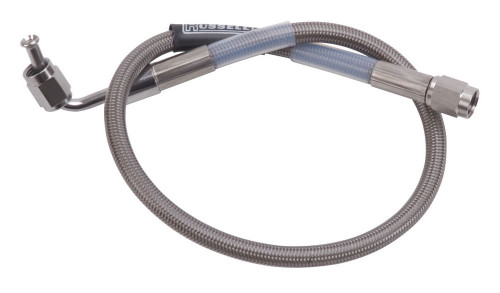 Russell 655302 Brake Hose, Endura, 13 in Long, 3 AN Hose, 3 AN 90 Degree Female to 3 AN Straight Female, DOT Approved, Braided Stainless, PTFE Lined, Each