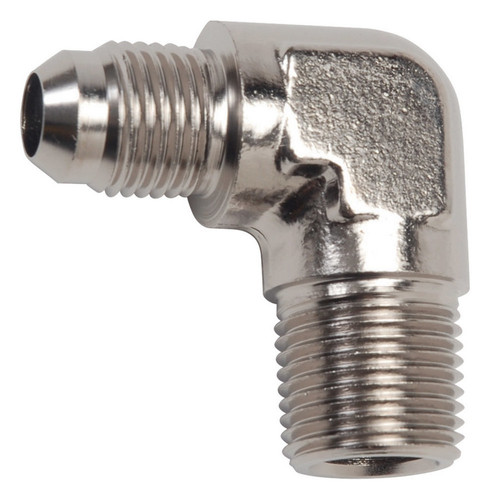 Russell 660881 Fitting, Adapter, 90 Degree, 10 AN Male to 1/2 in NPT Male, Aluminum, Nickel Anodized, Each