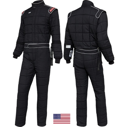 Simpson Safety 4902331 Drag Driving Suit, 1-Piece, SFI 3.2A/15, Nomex, Black, Large, Each