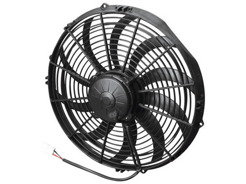 Spal Advanced Technologies 30102056 Electric Cooling Fan, High Performance, 14 in Fan, Pusher, 1841 CFM, 12V, Curved Blade, 15 x 14-7/16 in, 3-1/2 in Thick, Plastic, Each