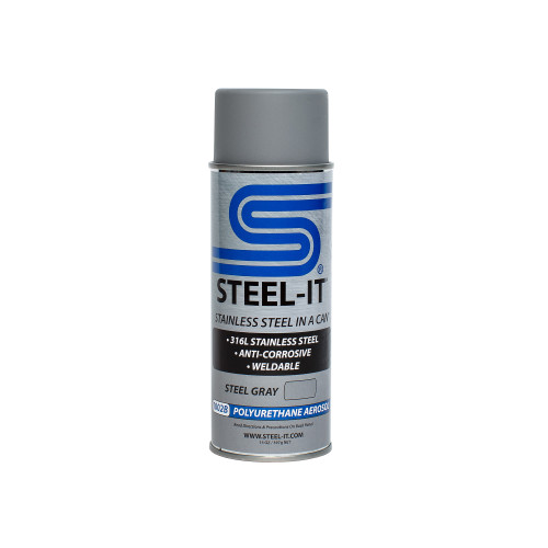 Steel-It STL1002B Paint, Stainless Steel in a Can, Polyurethane, Weldable, Non-Corrosive, Steel Gray, 14 oz Aerosol, Each