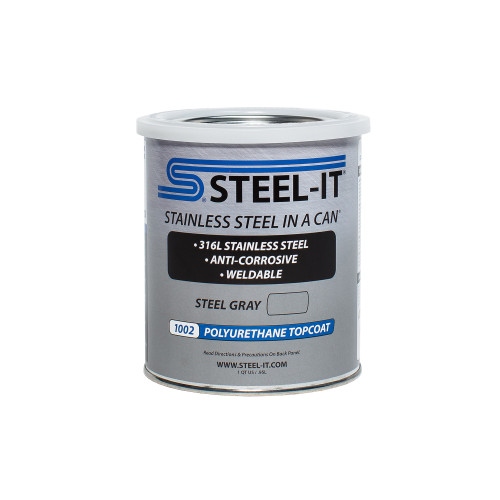 Steel-It STL1002Q Paint, Stainless Steel in a Can, Polyurethane, Weldable, Non-Corrosive, Steel Gray, 1 qt Can, Each