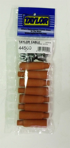 Taylor/Vertex 44500 Boot / Terminal Kit, Spark Plug, 8 mm, Red, Straight Hemi Plug Boots, 5 in Long, Set of 8