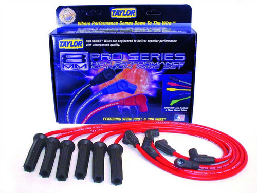 Taylor/Vertex 72200 Spark Plug Wire Set, Spiro-Pro, Spiral Core, 8 mm, Red, 90 Degree Plug Boots, HEI Style Terminal, Chevy V6, Kit