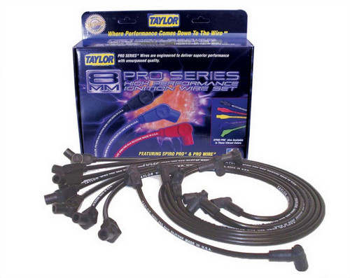 Taylor/Vertex 74004 Spark Plug Wire Set, Spiro-Pro, Spiral Core, 8 mm, Black, 135 Degree Plug Boots, HEI Style Terminal, Small Block Chevy, Kit
