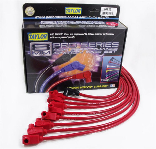 Taylor/Vertex 74226 Spark Plug Wire Set, Spiro-Pro, Spiral Core, 8 mm, Red, Factory Style Plugs / Terminals, GM LT-Series 1992-97, Kit