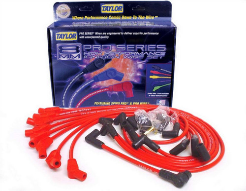 Taylor/Vertex 74258 Spark Plug Wire Set, Spiro-Pro, Spiral Core, 8 mm, Red, 135 Degree Plug Boots, HEI Style Terminal, Small Block Ford, Kit