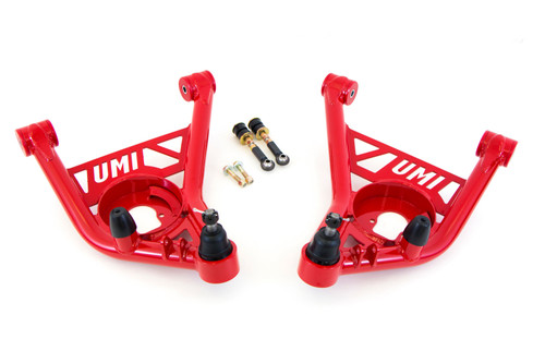 Umi Performance 2651-R Control Arm, Tubular, Front, Lower, Polyurethane Bushings, Red Powder Coat, GM F-Body 1970-81, Kit