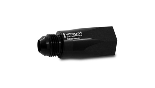 Vibrant Performance 11120 Check Valve, 12 AN Male Inlet, 12 AN Female O-Ring Outlet, Aluminum, Black Anodized, Each