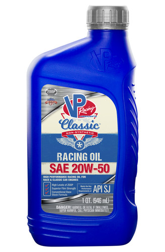 Vp Racing 2691 Motor Oil, Classic Racing, 20W50, Conventional, 1 qt Bottle, Each