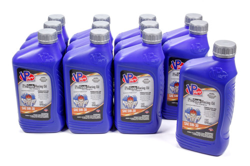 Vp Racing 2727 Motor Oil, Pro Grade Racing, High Zinc, 5W30, Synthetic, 1 qt Bottle, Set of 12