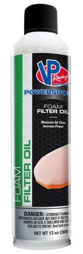 Vp Racing VP7950020 Air Filter Cleaner, Power Sport, 13.00 oz Aerosol, Foam Filter, Each