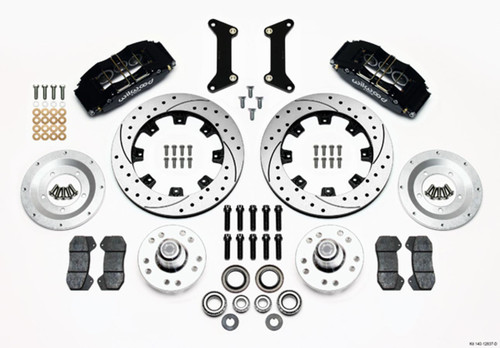 Wilwood 140-12837-D Brake System, Dynapro, Front, 6 Piston Caliper, 12.19 in Drilled / Slotted Iron Rotor, Offset Hub, Aluminum, Black Powder Coat, GM G-Body 1980-87, Kit