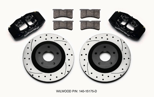 Wilwood 140-15175-D Brake System, SLC56, Front, 4 Piston Caliper, 12.80 in Drilled / Slotted Iron Rotor, Aluminum, Black Powder Coat, Chevy Corvette 1997-2013, Kit