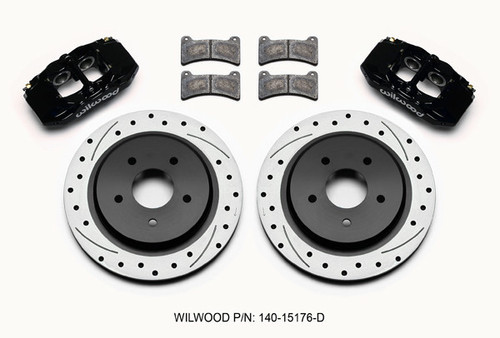Wilwood 140-15176-D Brake System, DPC56, Rear, 4 Piston Caliper, 12.01 in Drilled / Slotted Iron Rotor, Aluminum, Black Powder Coat, Chevy Corvette 1997-2013, Kit
