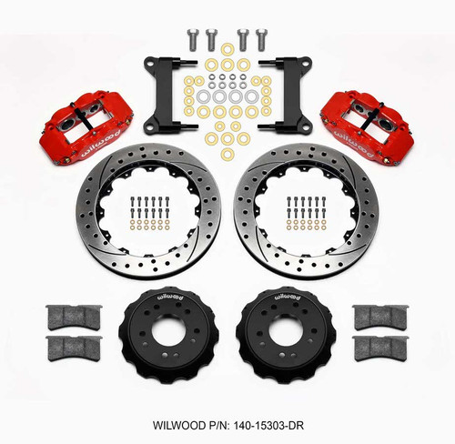 Wilwood 140-15303-DR Brake System, Forged Narrow Superlite 6R, Front, 6 Piston Caliper, 13.060 in Drilled / Slotted Iron Rotor, Aluminum, Red Powder Coat, GM SUV / Truck 1963-87, Kit