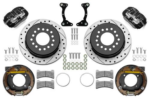 Wilwood 140-17120-D Brake System, Forged Dynapro Low-Profile, Rear, 4 Piston Caliper, 11 in Drilled / Slotted Rotor, Aluminum, Black Powder Coat, GM G-Body 1978-88, Kit