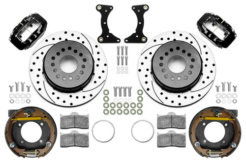 Wilwood 140-17121-D Brake System, Forged Dynalite, Rear, 4 Piston Caliper, 12.19 in Drilled / Slotted Rotor, Aluminum, Black Powder Coat, GM G-Body 1978-88, Kit