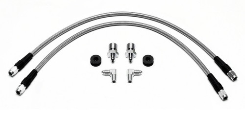 Wilwood 220-11382 Brake Hose Kit, Flexline, DOT Approved, 16 in, 3 AN Hose, 3 AN Straight Inlet, 3 AN Straight Outlet, Fittings / Hardware Included, Braided Stainless, Front / Rear, Chevy Camaro 2010-14, Kit