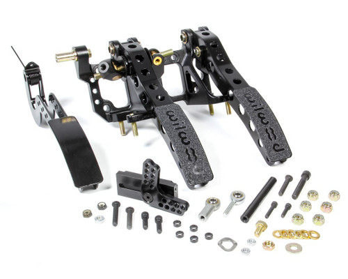 Wilwood 340-12411 Pedal Assembly, Gas / Brake / Clutch, 5.25 to 1 Ratio, Throttle Linkage, Forward Floor Mount, Aluminum, Black Paint, Kit