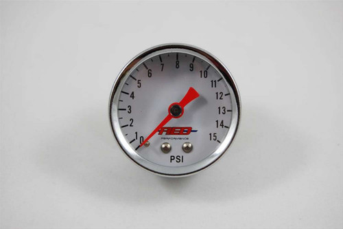 Advanced Engine Design 6100 Pressure Gauge, 0-15 psi, Mechanical, Analog, 1-1/2 in Diameter, 1/8 in NPT Port, White Face, Each