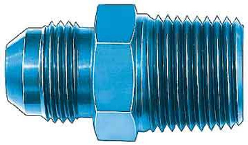 Aeroquip FBM2001 Fitting, Adapter, Straight, 4 AN Male to 1/8 in NPT Male, Aluminum, Blue Anodized, Each