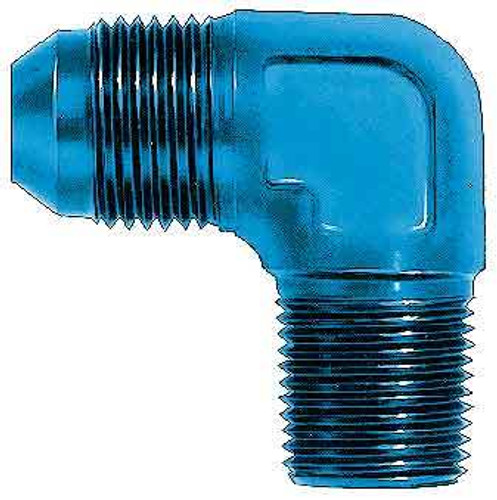 Aeroquip FBM2031 Fitting, Adapter, 90 Degree, 4 AN Male to 1/8 in NPT Male, Aluminum, Blue Anodized, Each