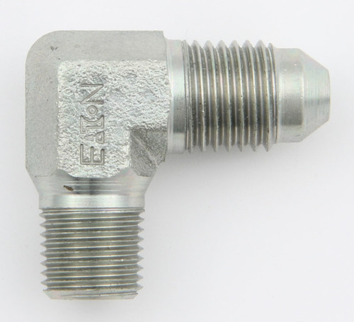 Aeroquip FBM2610 Fitting, Adapter, 90 Degree, 3 AN Male to 1/8 in NPT Male, Steel, Natural, Each