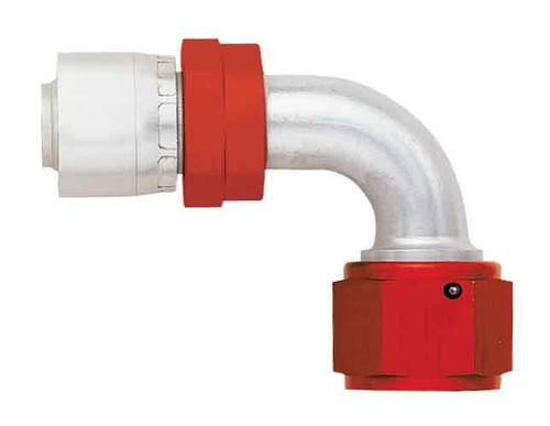 Aeroquip FBM4234 Fitting, Hose End, AQP/Startlite, 90 Degree, 10 AN Hose Crimp to 10 AN Female Swivel, Aluminum, Red / Silver, Each