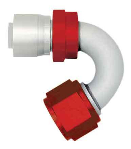 Aeroquip FBM4255 Fitting, Hose End, AQP/Startlite, 150 Degree, 12 AN Hose Crimp to 12 AN Female Swivel, Aluminum, Red / Silver, Each