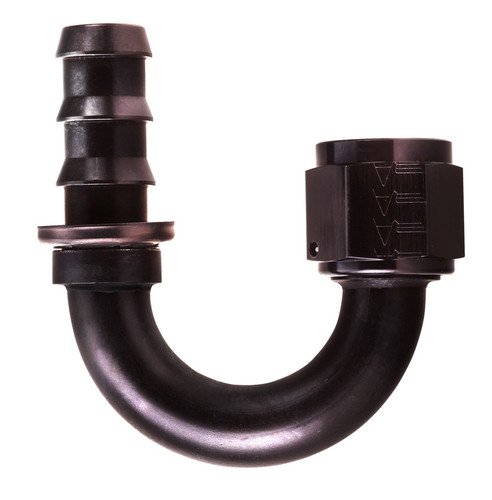 Aeroquip FCL1562 Fitting, Hose End, AQP Socketless, 180 Degree, 6 AN Hose Barb to 6 AN Female, Aluminum, Black Anodized, Each